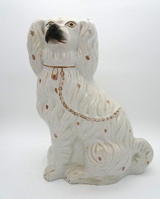 photo for sale Large Ceramic Staffordshire Mantle Dogs, 1850s, Set Of 2