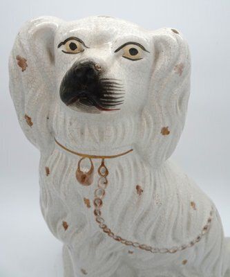 photo vinterior Large Ceramic Staffordshire Mantle Dogs, 1850s, Set Of 2