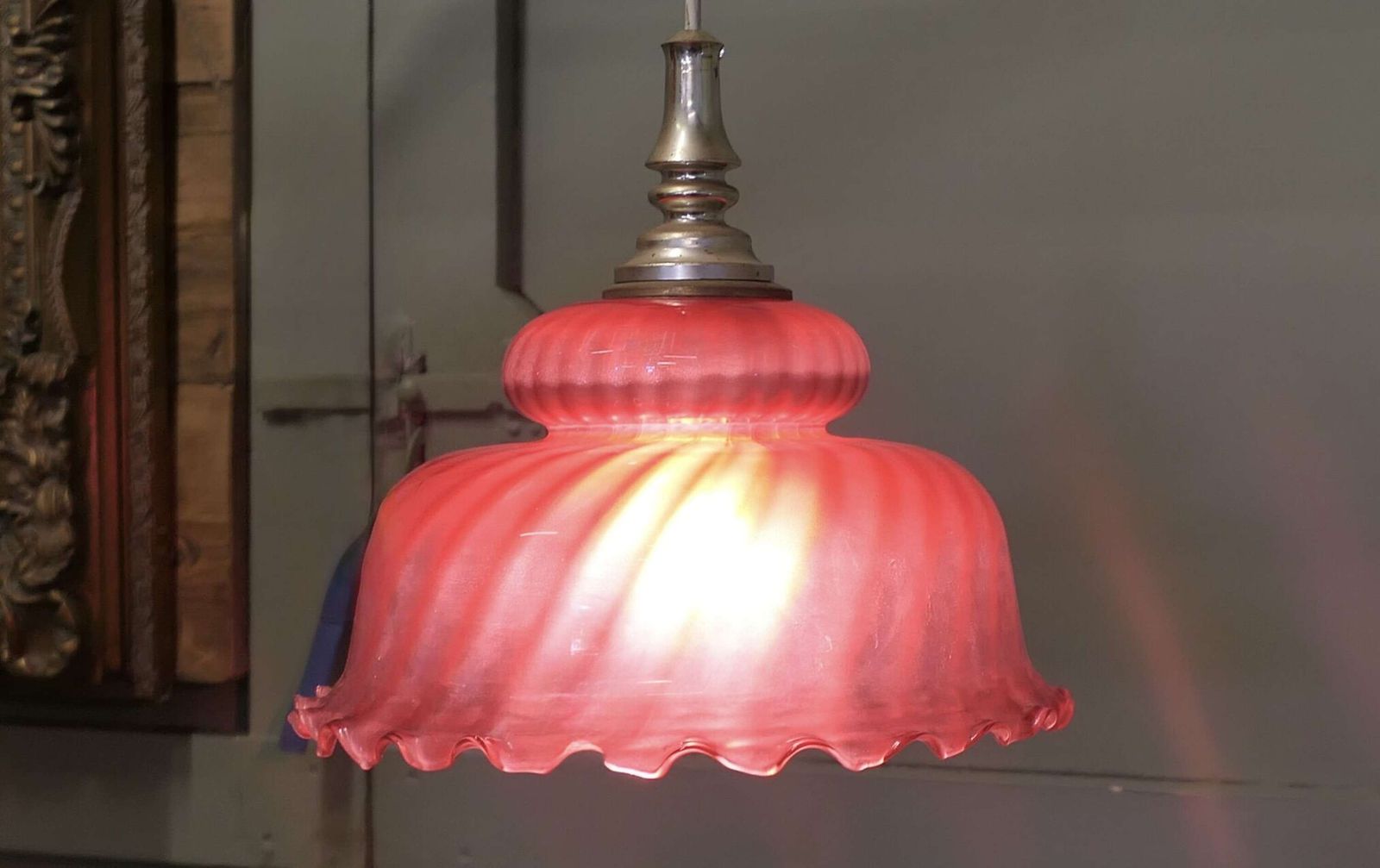 Large Victorian Ruby Glass Ceiling Pendant Lampshade photo furniture