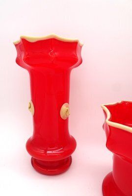 Bohemian Art Deco Prunt Tango Vases In Glass From Kralik, 1930s, Set Of 3 photo vinterior