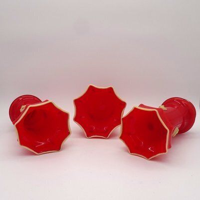 photo for sale Bohemian Art Deco Prunt Tango Vases In Glass From Kralik, 1930s, Set Of 3