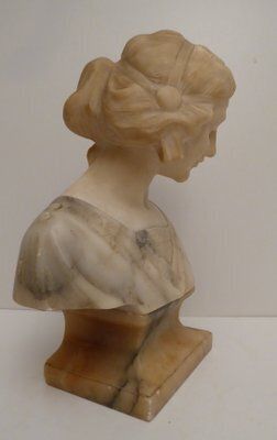 Antique Art Nouveau Carved Alabaster Bust, 1920s photo vinterior