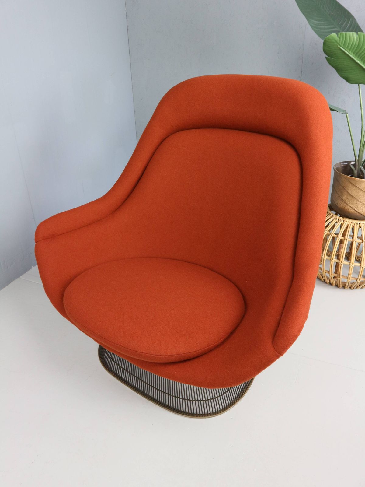 photo buy Early Bronze Lounge Chair By Warren Platner For Knoll 1960s In Rust Red