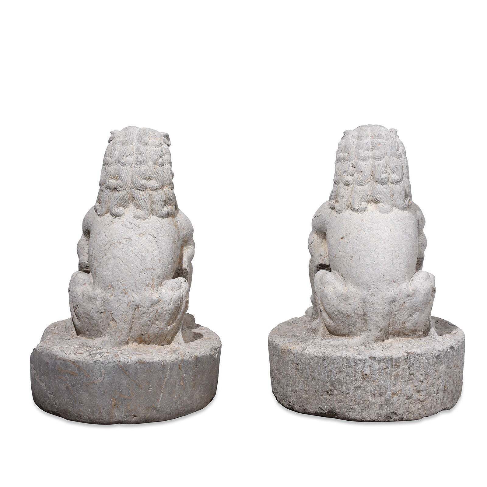 Pair Of Chinese Stone Guardian Lions (Foo Dogs) photo Garden Decor