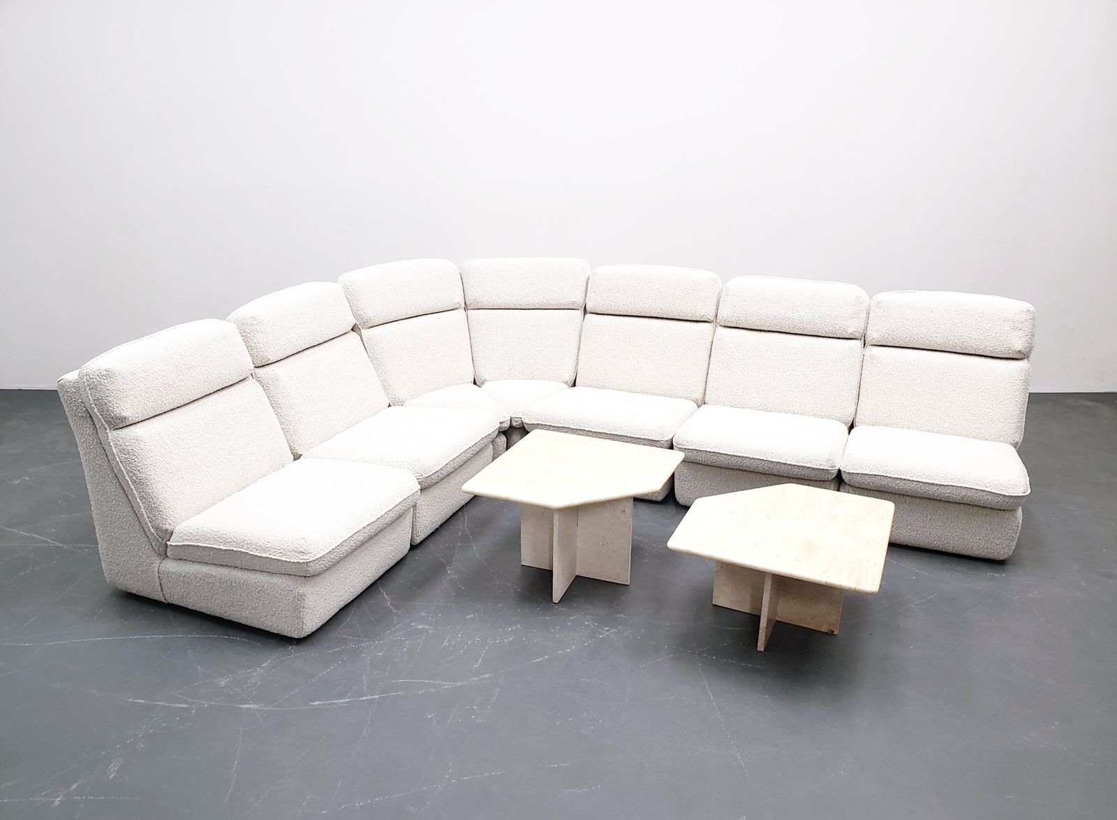 Rolf Benz Mid Century Modular Corner Sofa In Ivory Boucle, 1970 photo for sale