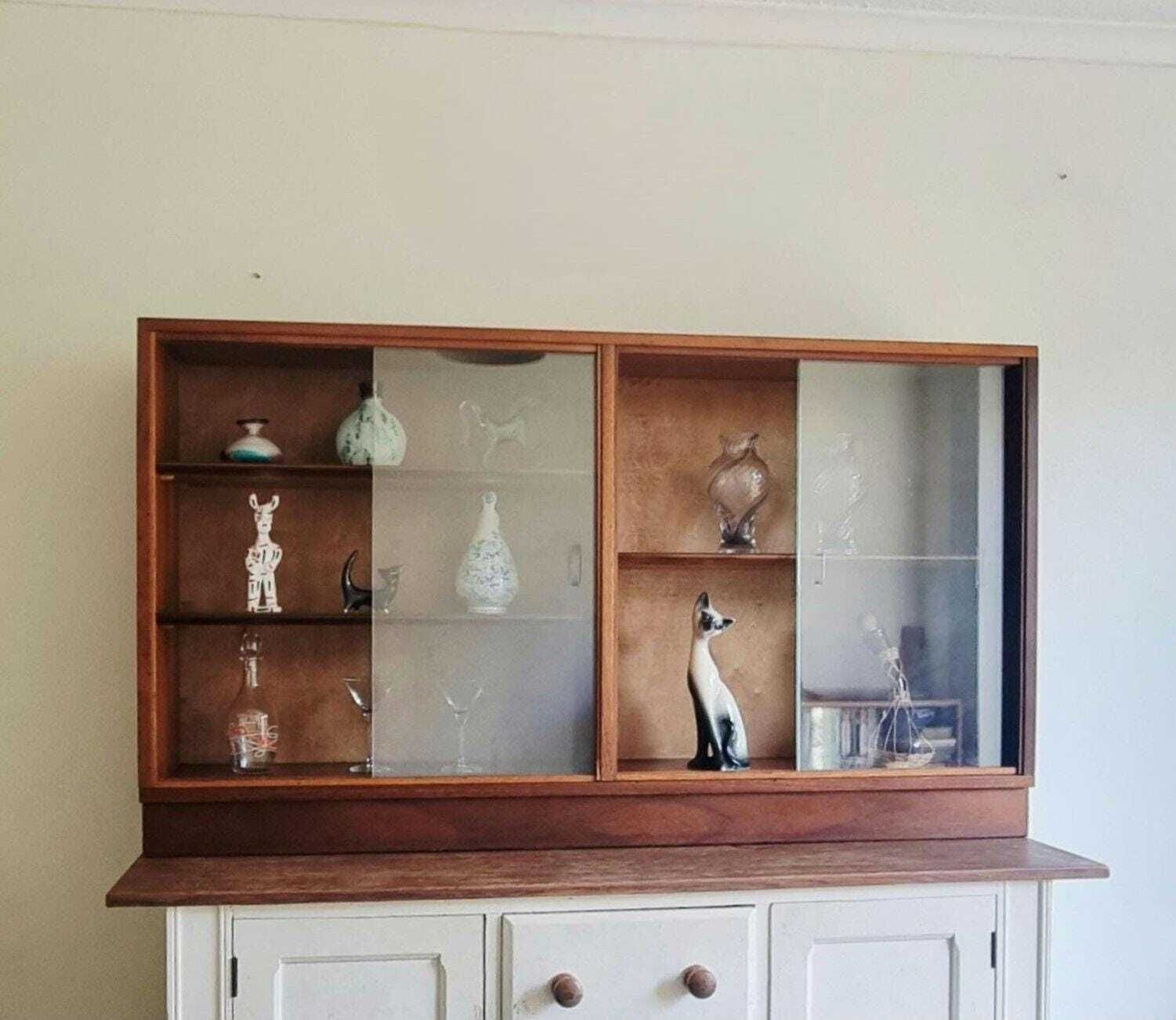 Large Teak Mcm Cabinet With Sliding Glass Doors By Morris Of Glasgow