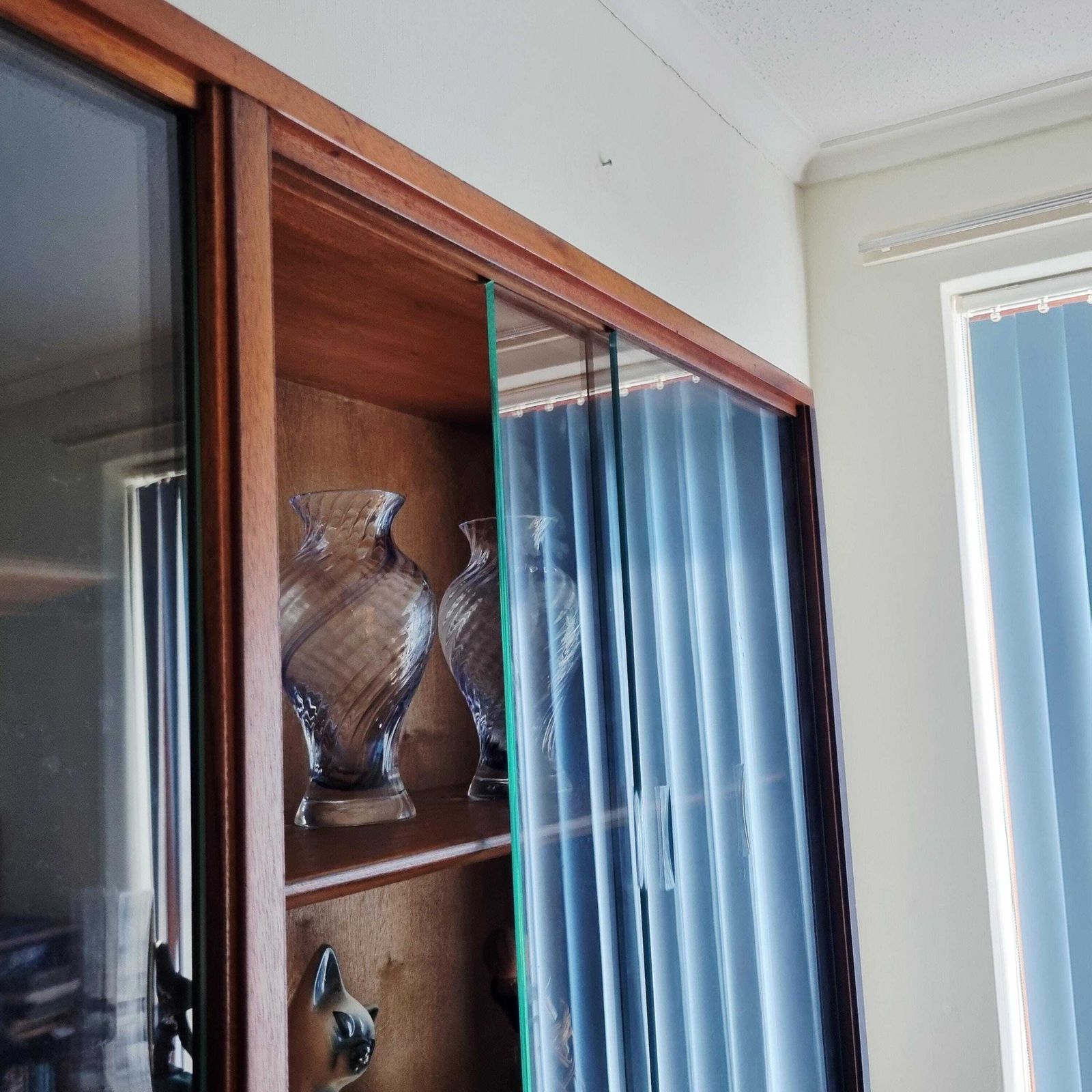 Large Teak Mcm Cabinet With Sliding Glass Doors By Morris Of Glasgow photo buy