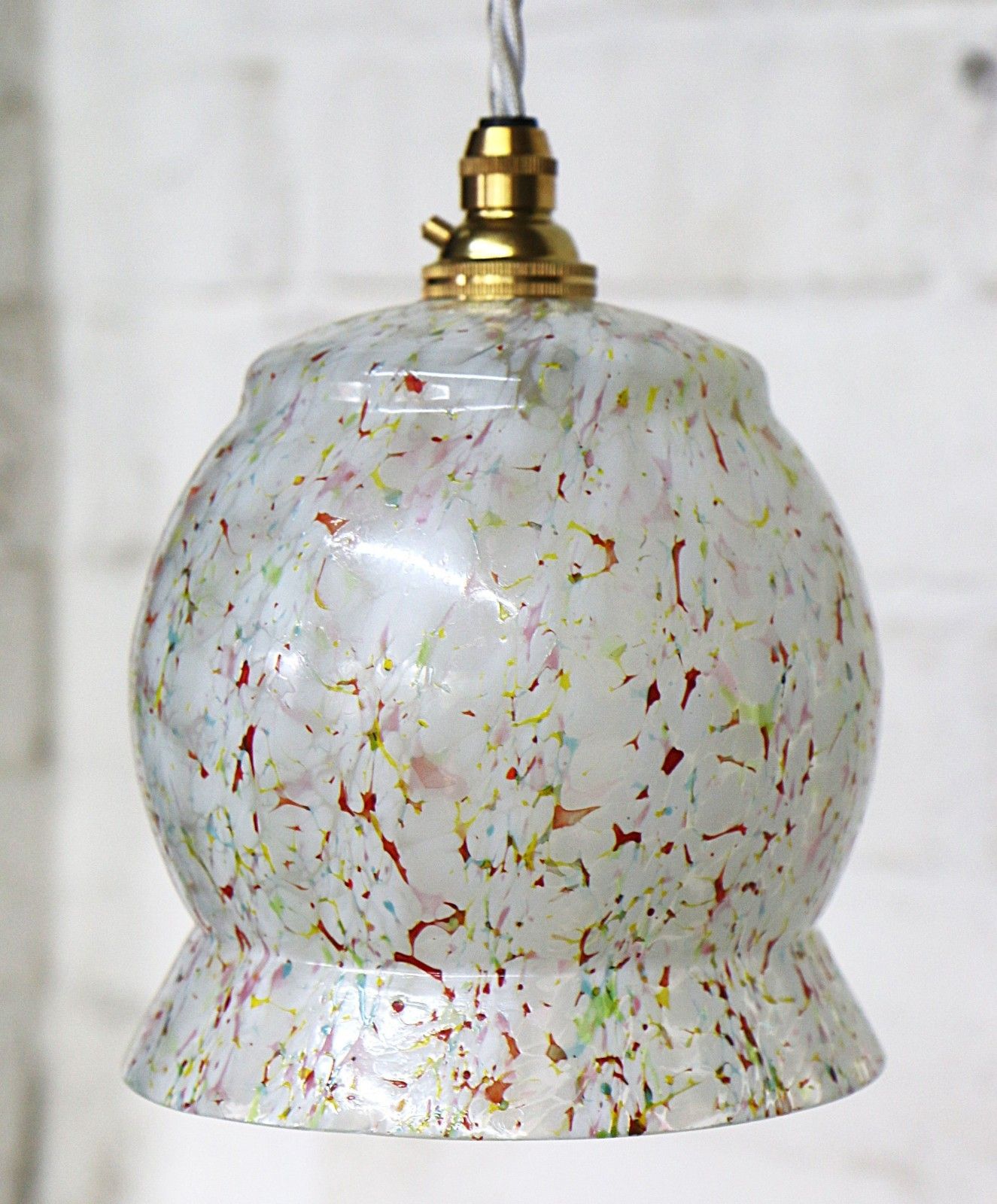 Ceiling Light Unusual Antique Art Deco Pendant Splatter Glass New Fittings photo furniture