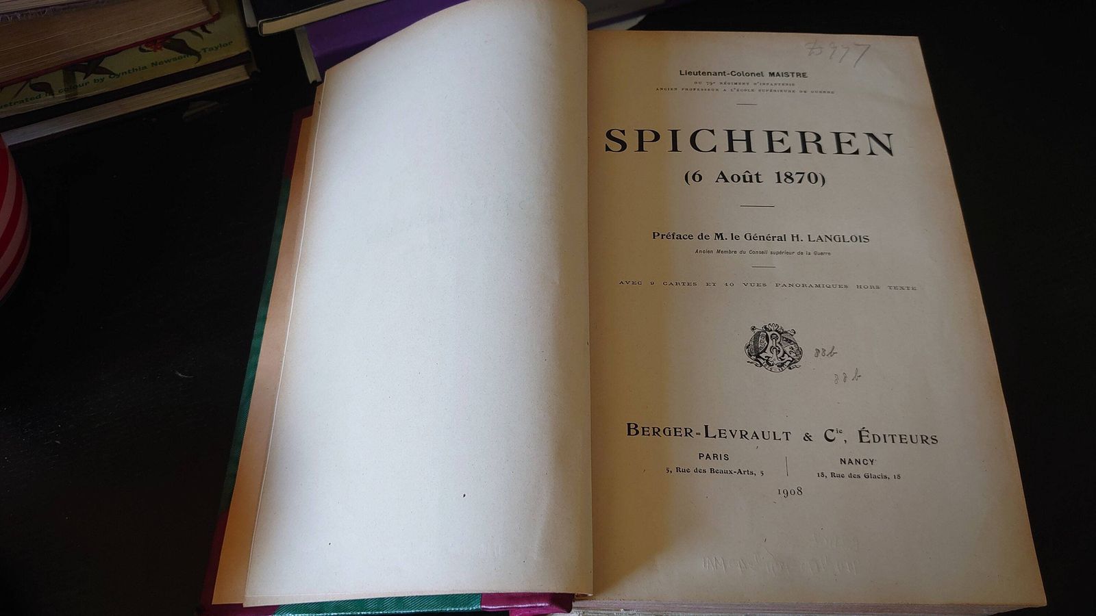 Spicheren 6 Aout 1870, Maistre, 1908, Acceptable To Good Collectable Condition   Rare Book With Maps   In French photo for sale