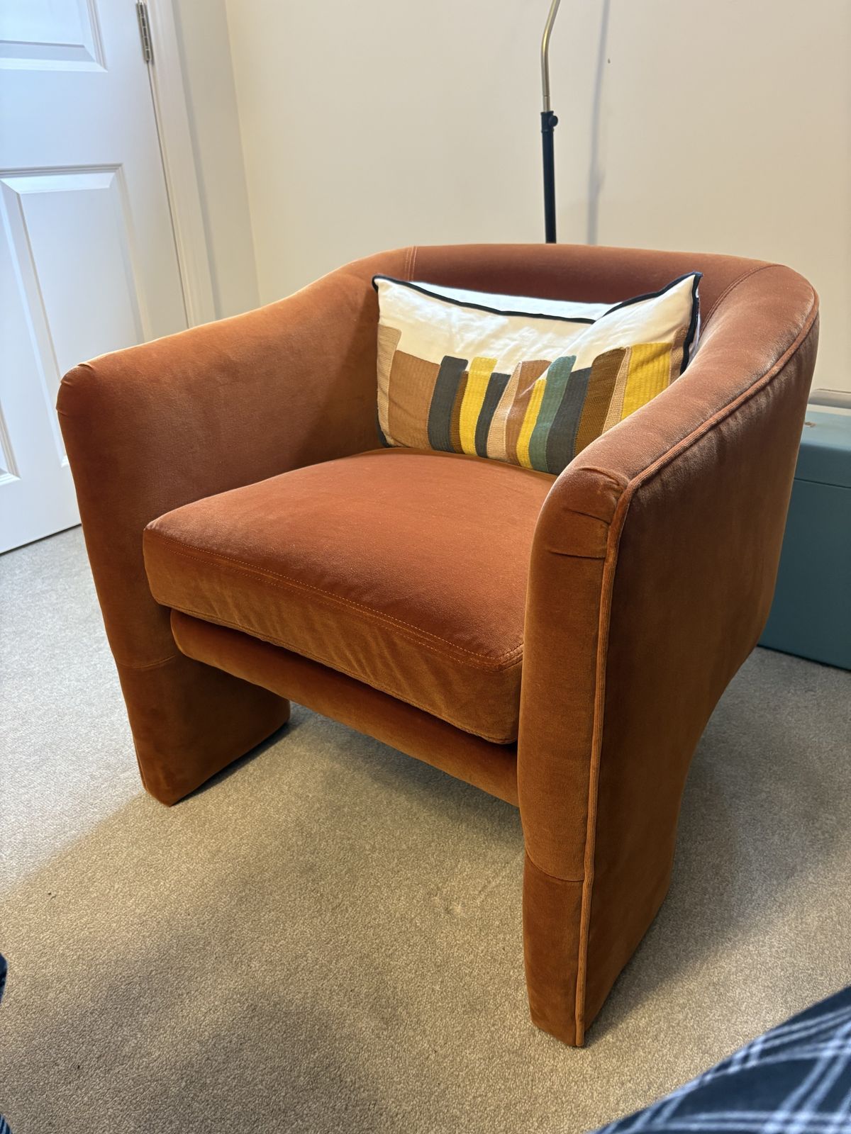 Burnt Orange Velvet Armchair, 21st Century photo Furniture