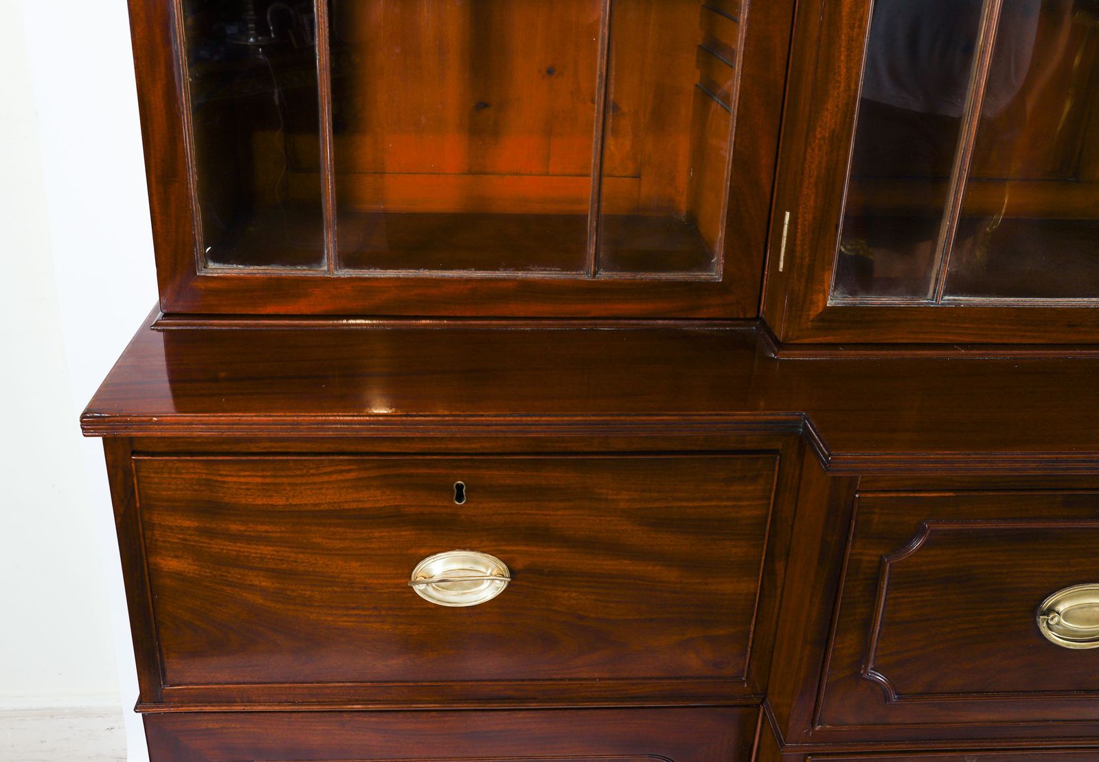 Antique George III Secretaire Breakfront Bookcase Circa1820 19thc photo vintage