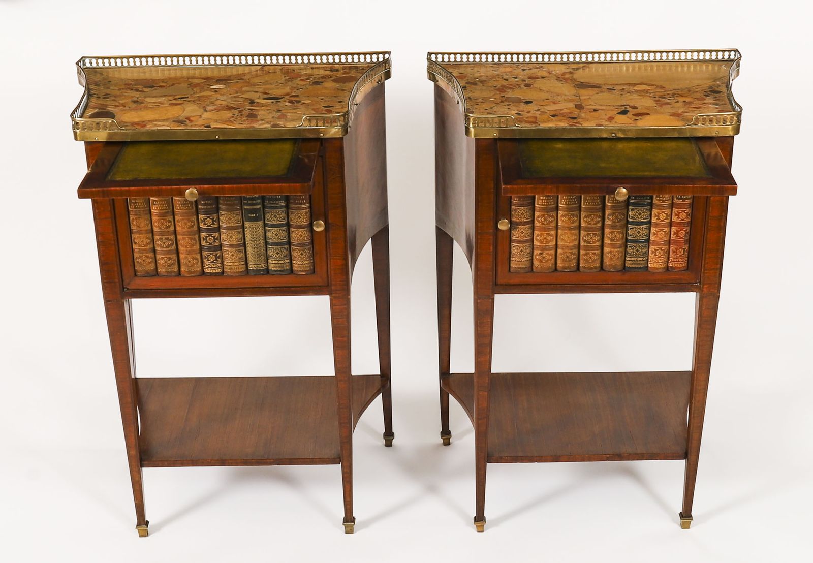 Antique Pair French Walnut & Tulipwood Bedside Cabinets C1900 photo furniture