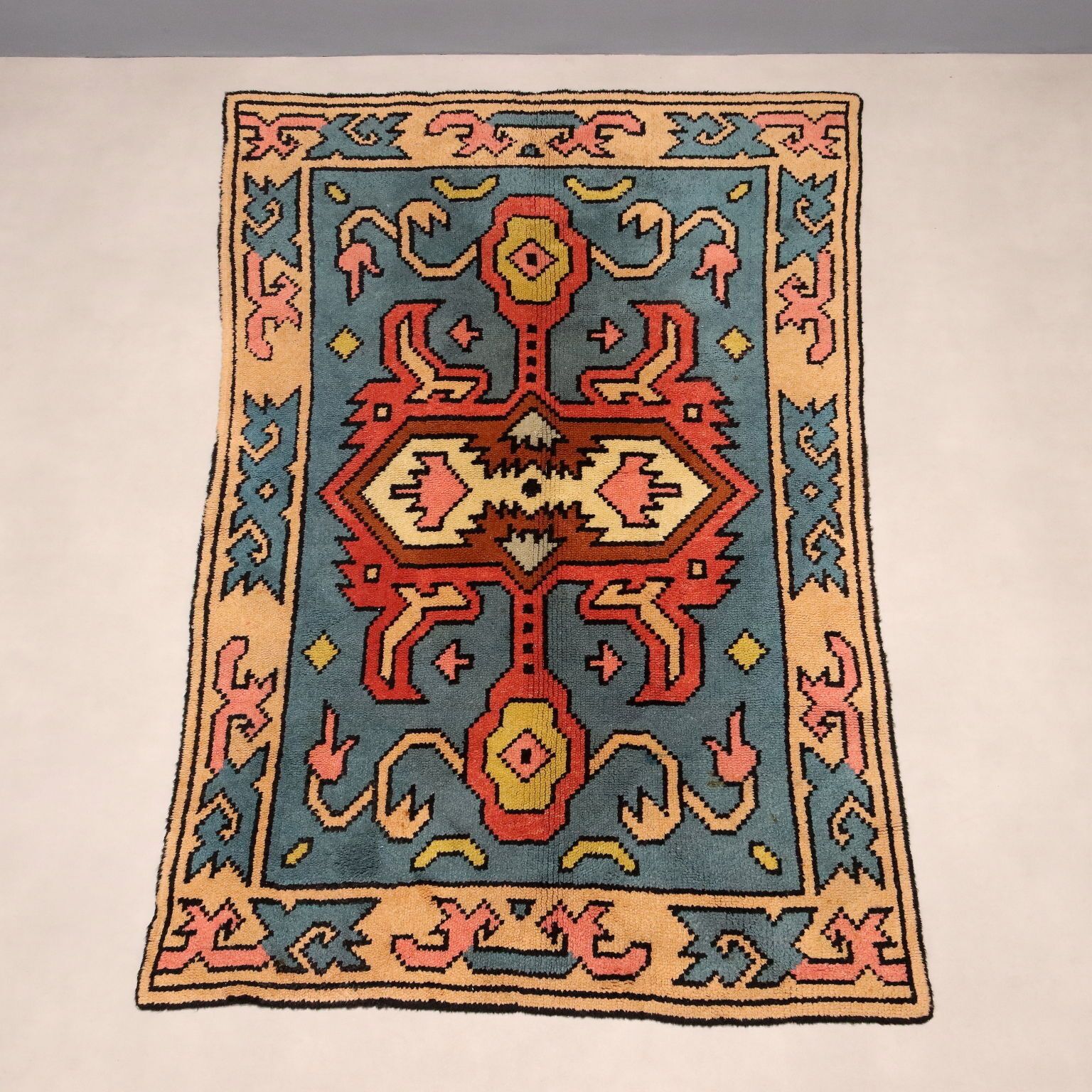 Vintage Carpet Cotton Wool Heavy Knot Italy 83 X 51 In photo Textiles