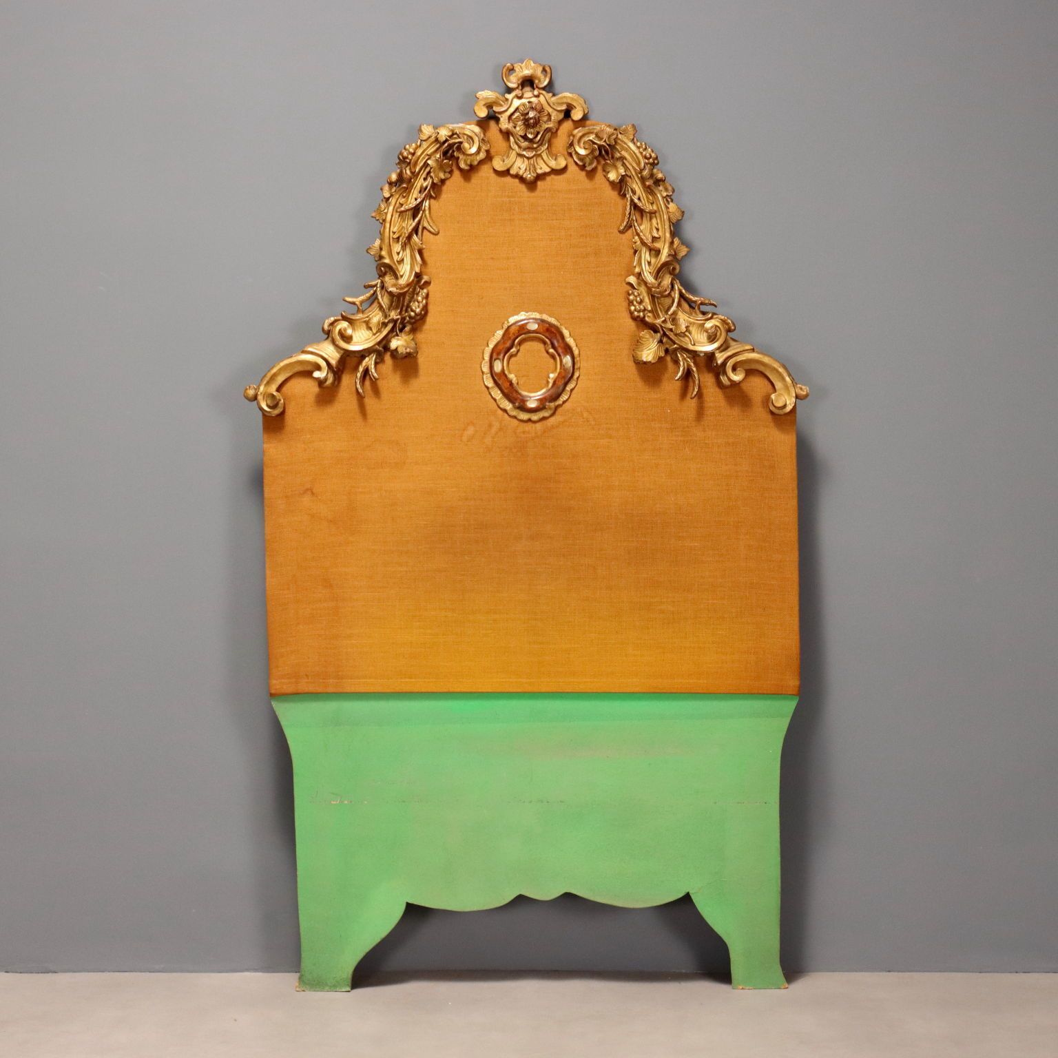Antique Headboard Wood Fabric Italy XIX Century