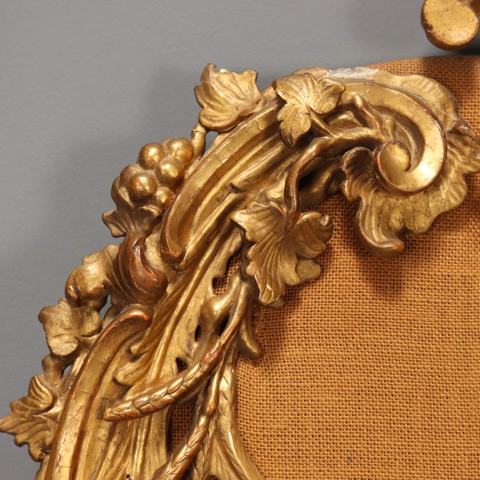 Antique Headboard Wood Fabric Italy XIX Century photo 830.0