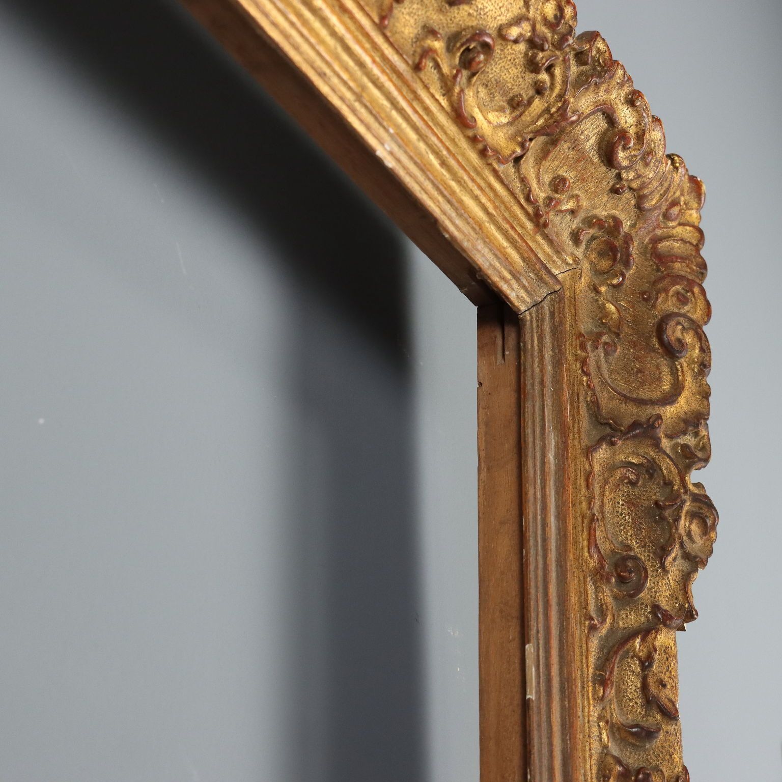 Antique Mirror Gilded Carved Wood Italy XX Century photo vintage