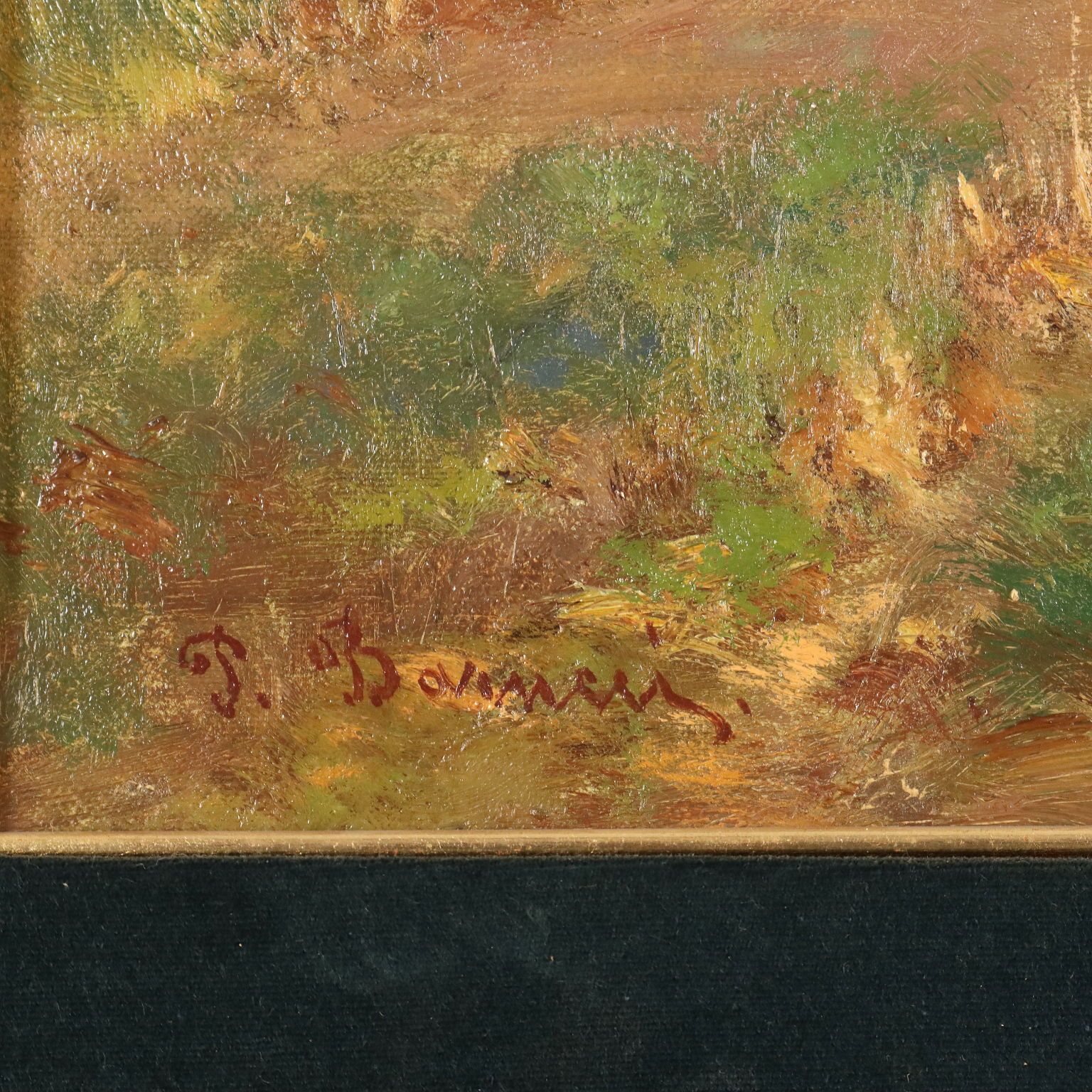 Countryside Glimpse Painting Signed Pietro Barucci XIX Century photo vintage