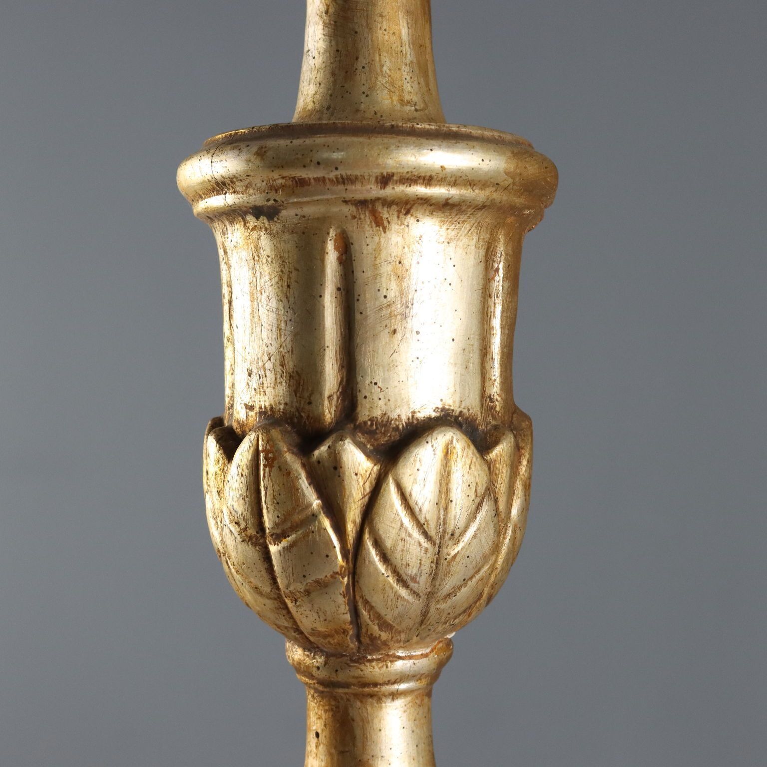 Antique Candelabra Carved Gilded Wood Italy XIX Century photo 210.0