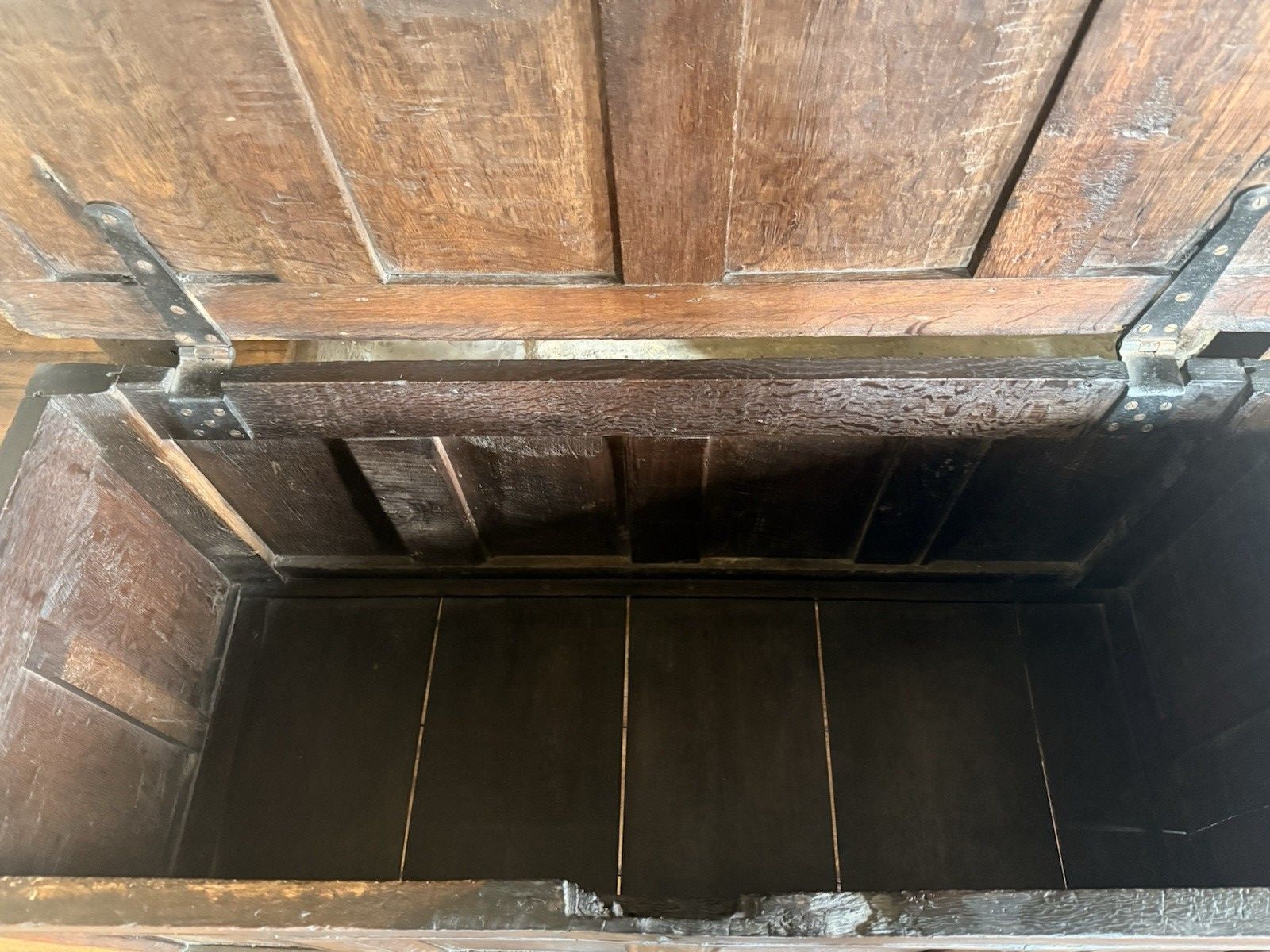 photo buy English Substancial Heavy Large Antique Oak Panelled Chest Coffer Circa 1600's