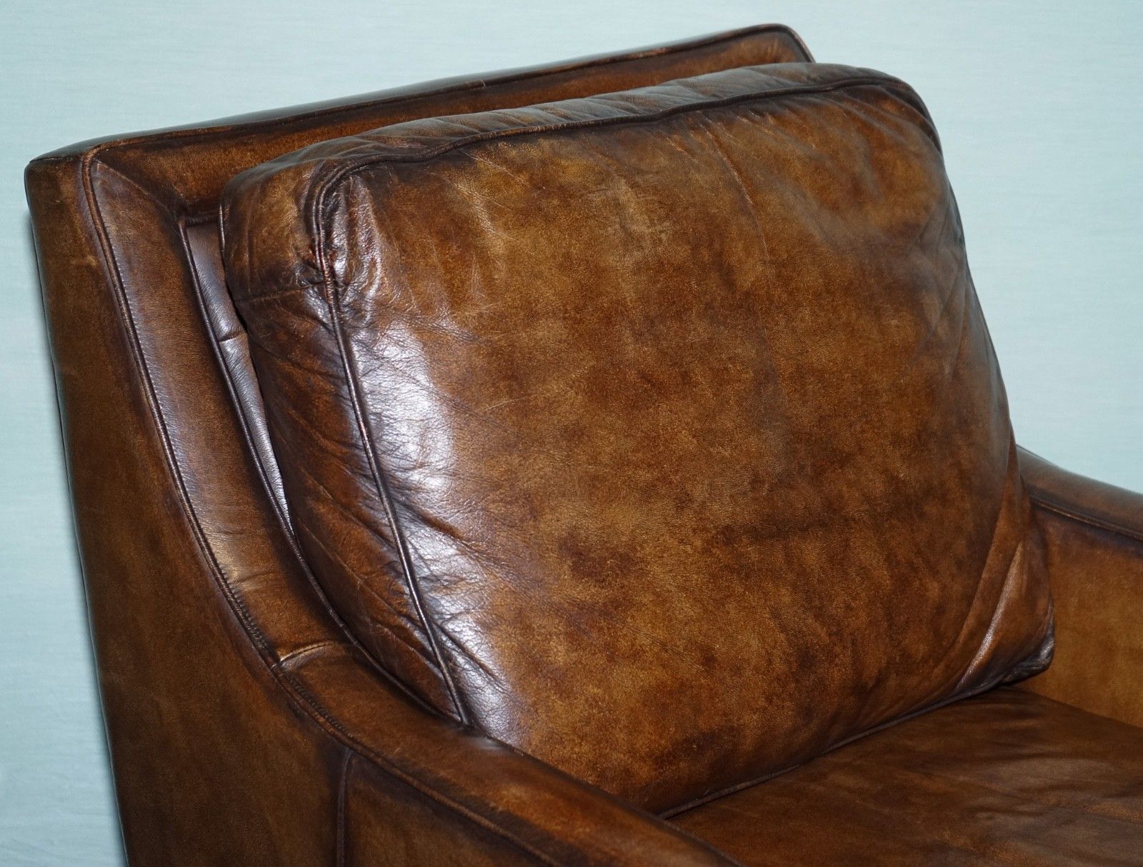 Deep Cognac Hand Dyed Leather Chaise Lounge Armchair Seating photo 2350.0