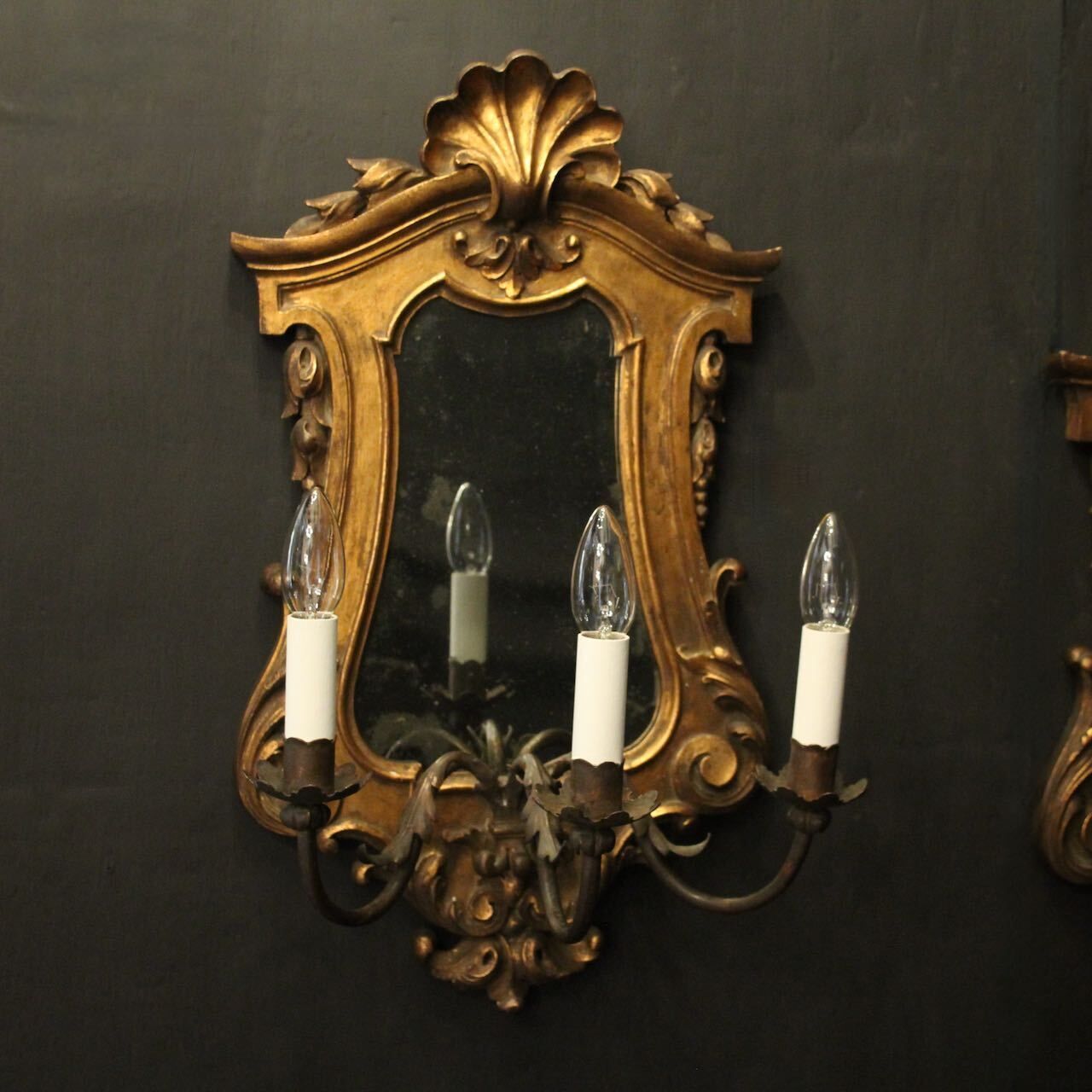 Florentine Pair Of Giltwood Antique Girandoles photo furniture