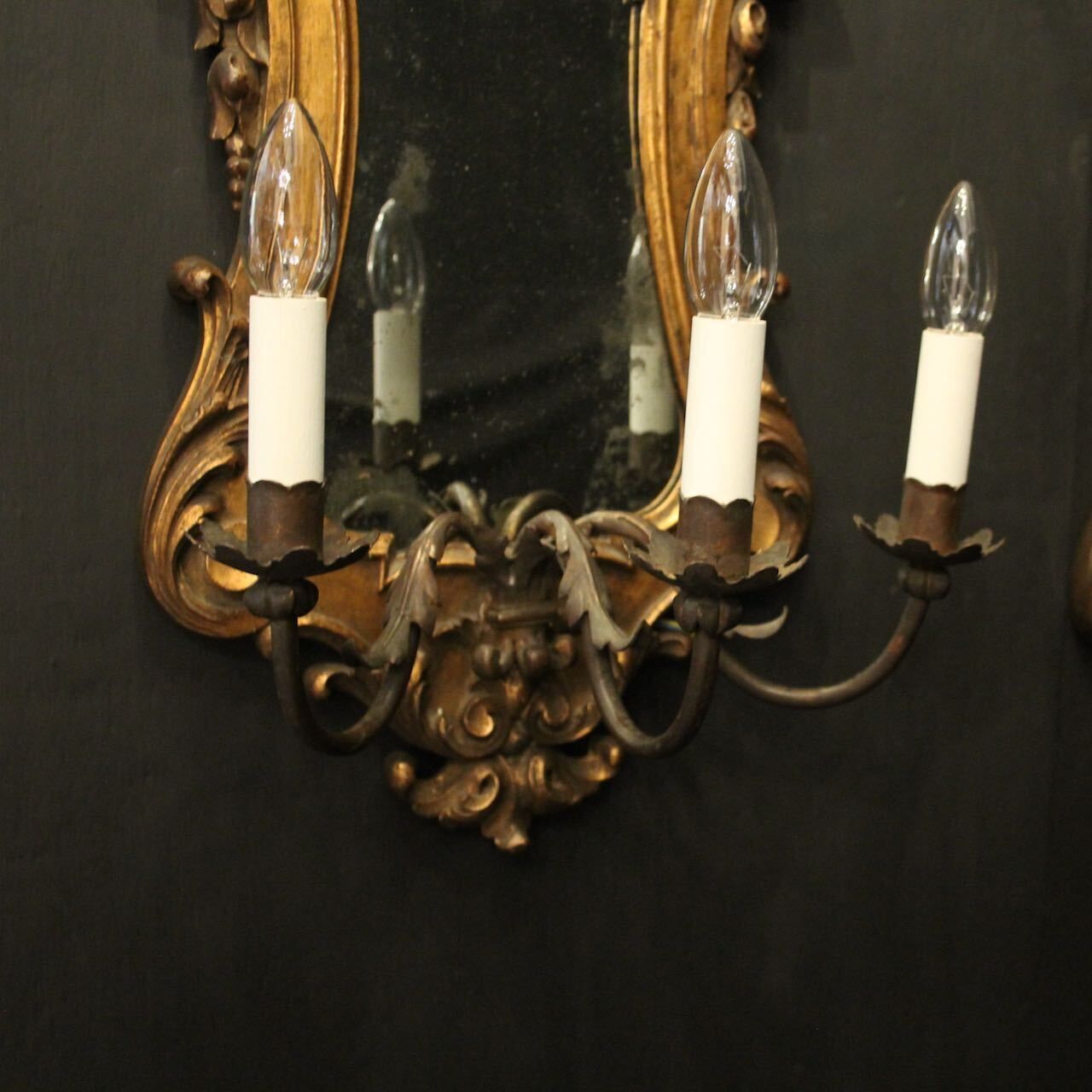 Florentine Pair Of Giltwood Antique Girandoles photo 1750.0