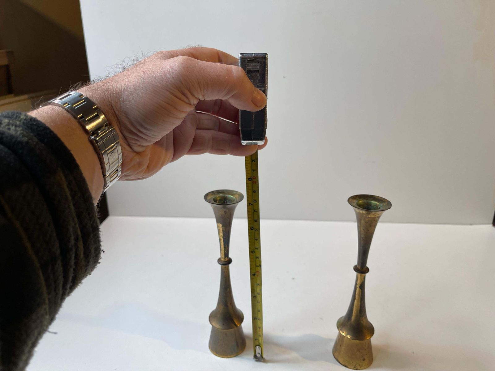 A Pair Of Jens Harald Quistgaard Candlesticks In Patinated Brass, 1960s photo buy