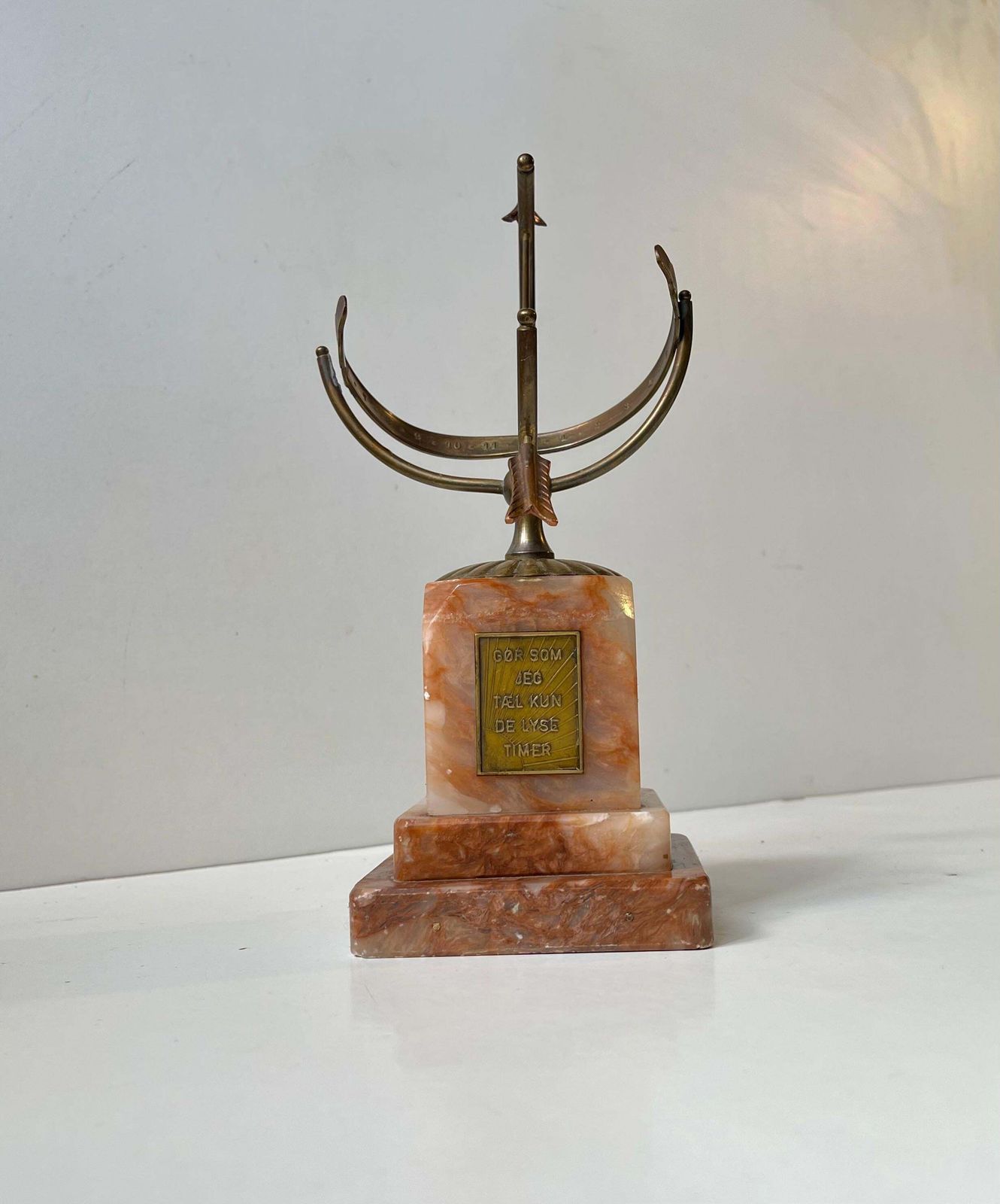 Danish Art Deco Desk Armillary   Sundial In Brass & Onyx Marble, 1940s photo for sale