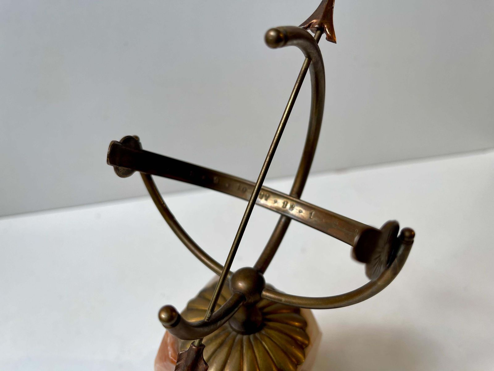 Danish Art Deco Desk Armillary   Sundial In Brass & Onyx Marble, 1940s photo Home Decor