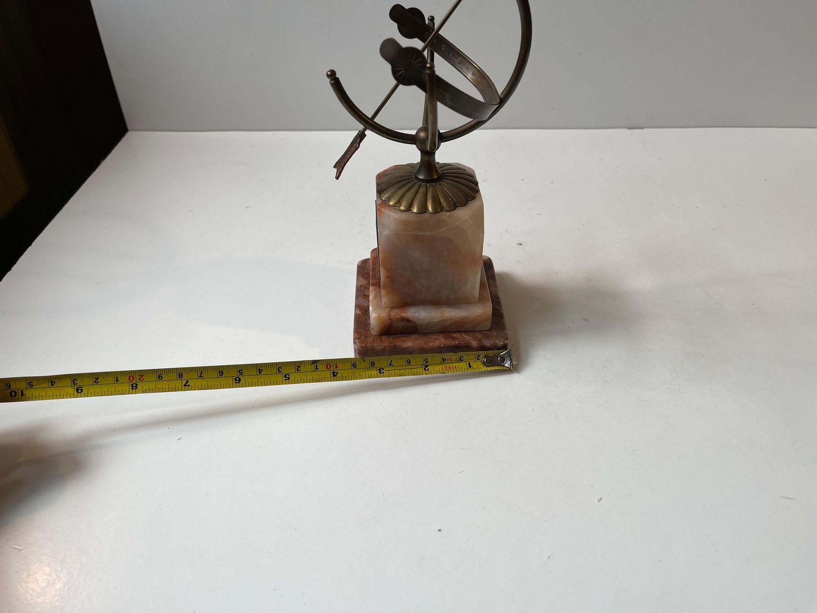 Danish Art Deco Desk Armillary   Sundial In Brass & Onyx Marble, 1940s photo vintage