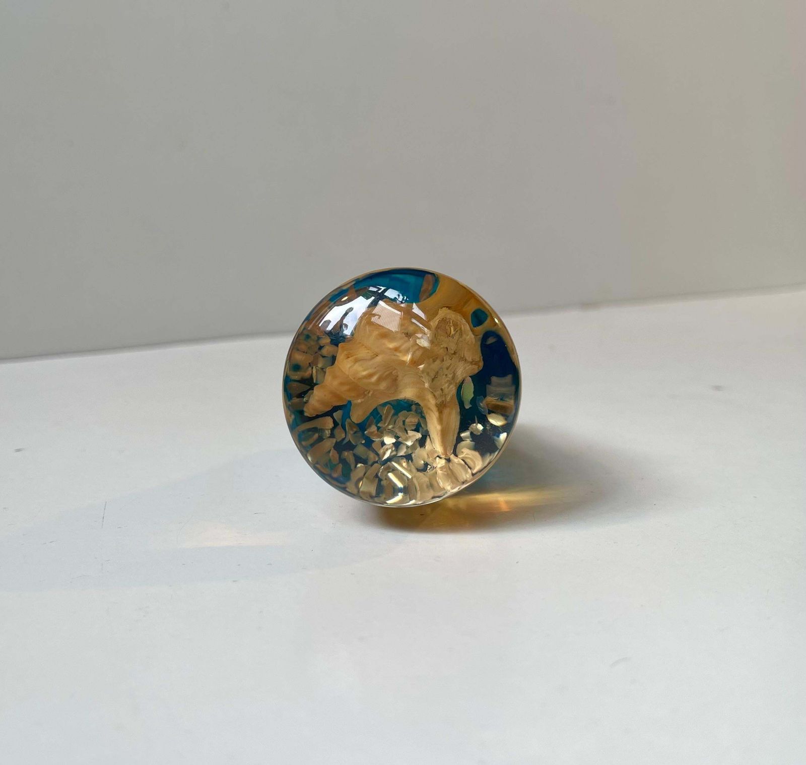 Vintage Italian Plexiglass Gear Knob W. Shell Micro Cosmos, 1970s photo furniture