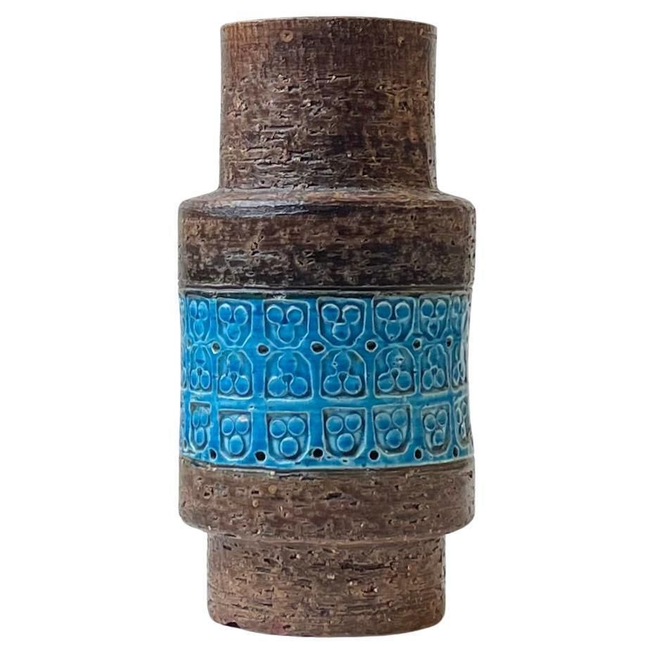 Italian Stoneware Vase Rimini Blue By Aldo Londi For Bitossi, 1960s