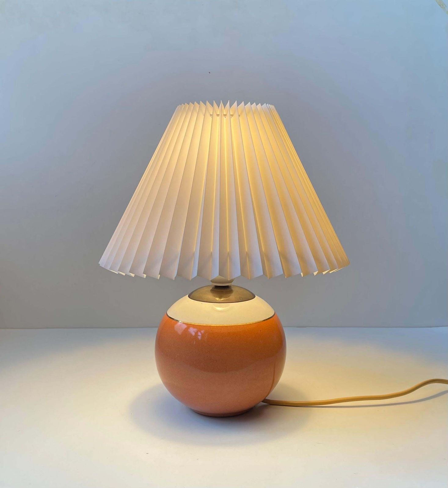 photo for sale Art Deco Glazed Spherical Table Lamp By E. F. F. Copenhagen, 1930s