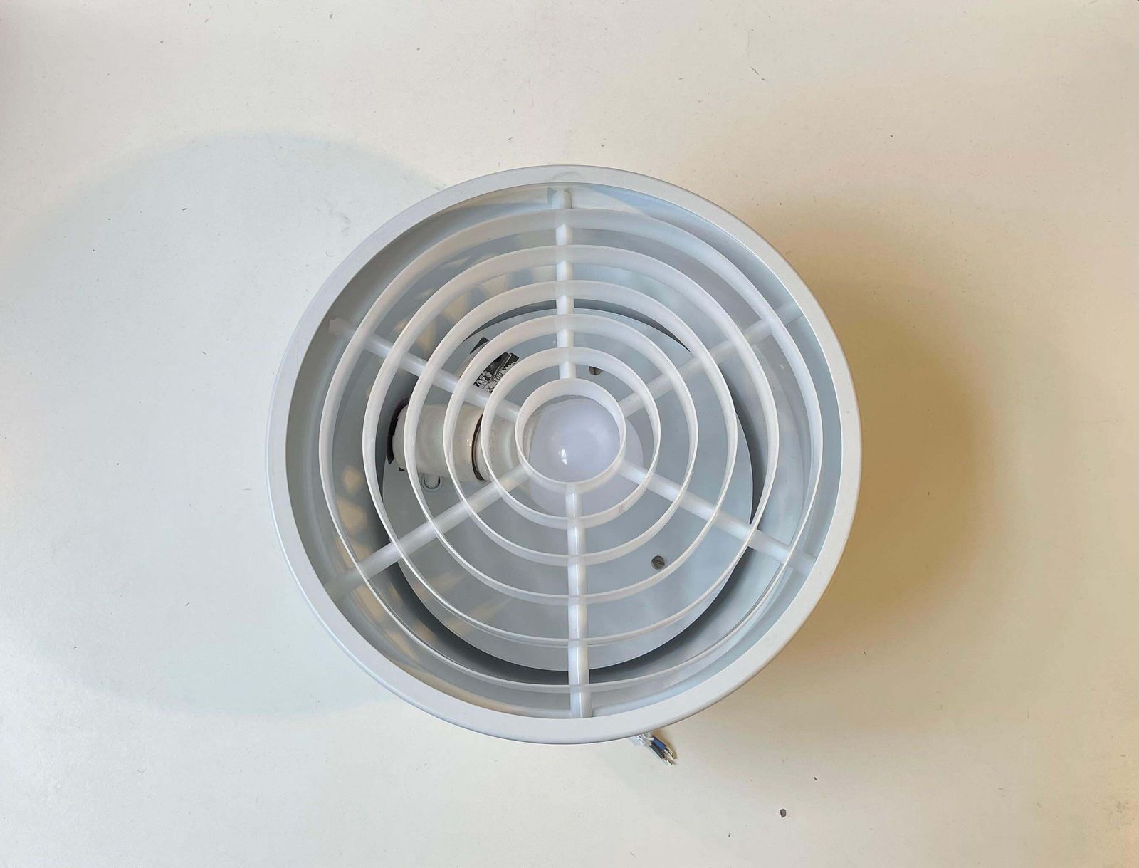 Danish Minimalist White Flush Mount By Svend Middelboe For Nordisk Solar, 1970s photo Lighting
