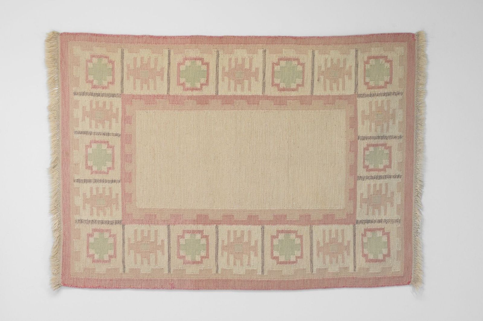 Pale Cream And Pink Kilim