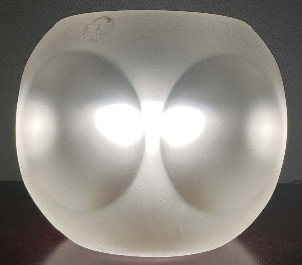 photo furniture Pair Of 1970s German Peill & Putzler Frosted Circular Concave Glass Table Lamps