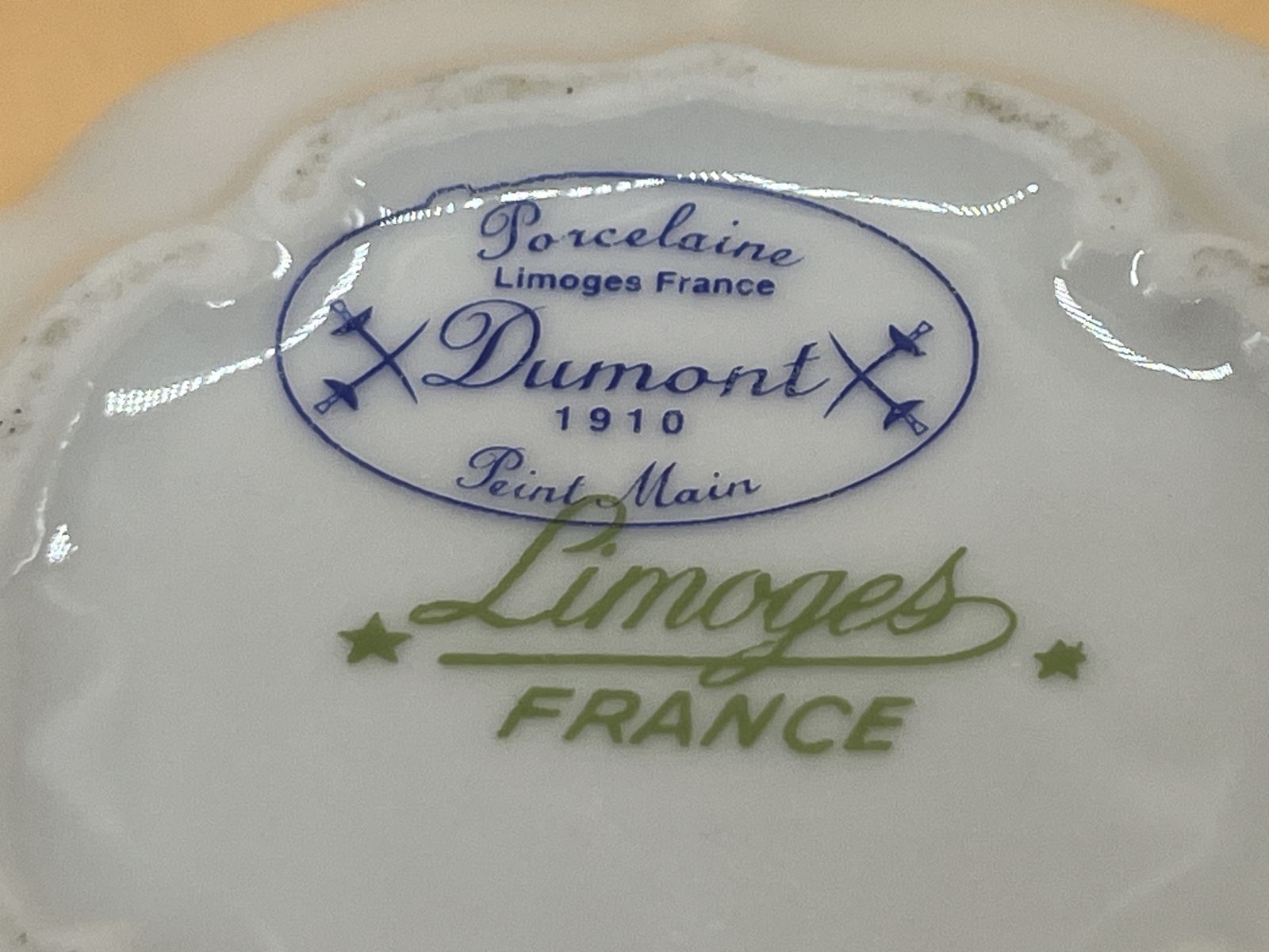 Dumont Limoges Porcelain Hand Painted Floral Miniature Decorative / Cabinet Display Tea Cup And Saucer Duo. photo Home Decor