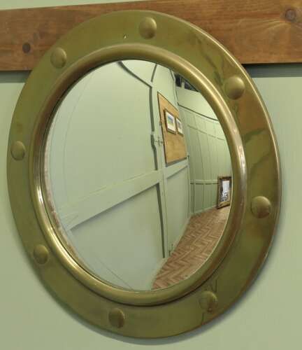 Brass Framed Convex Wall Mirror photo Home Decor