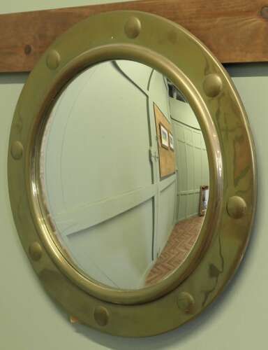 Brass Framed Convex Wall Mirror photo 360.0