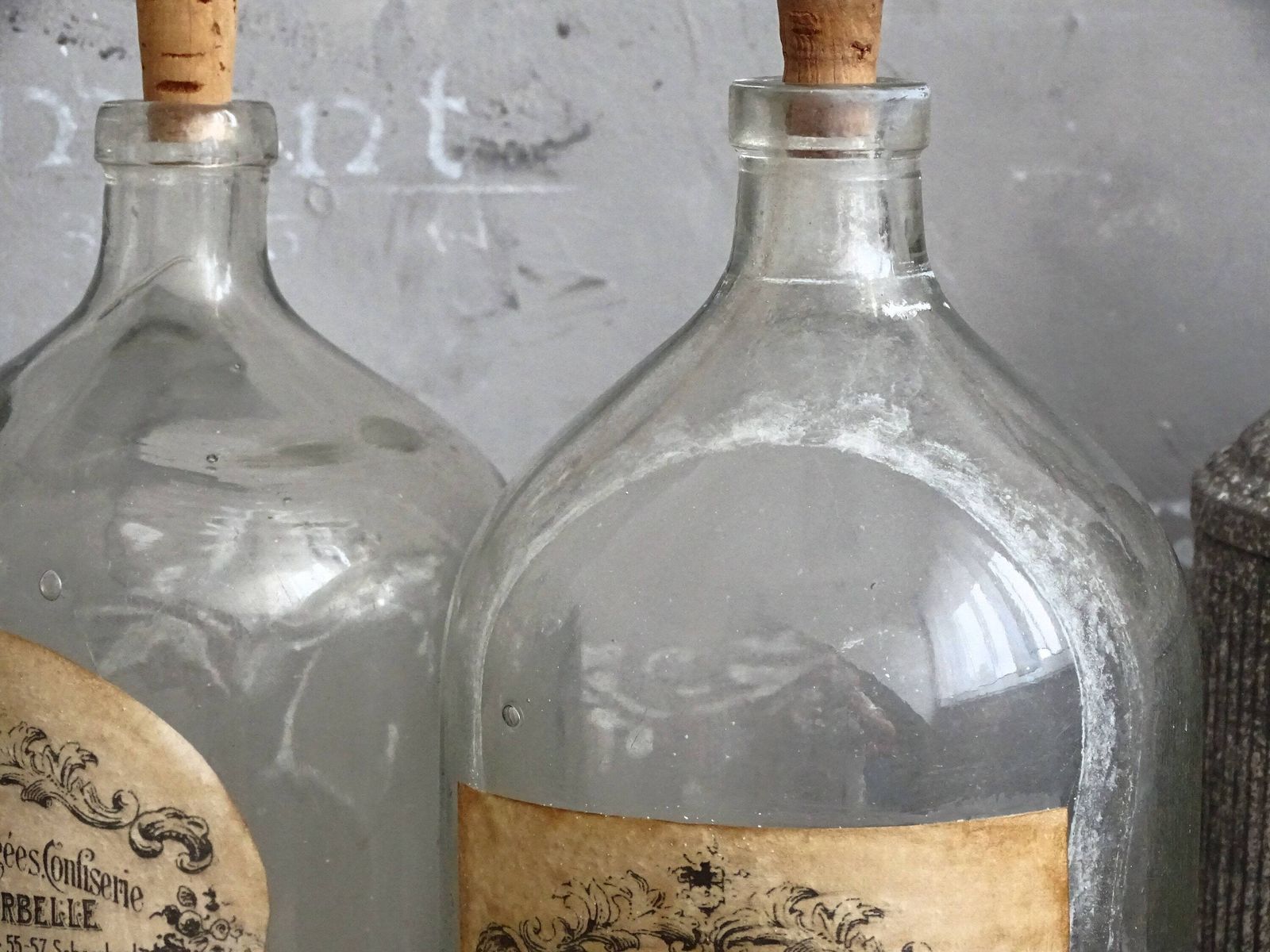 Antique French Apothecary Bottle: Large Clear Glass Jar With Cork Stopper photo furniture