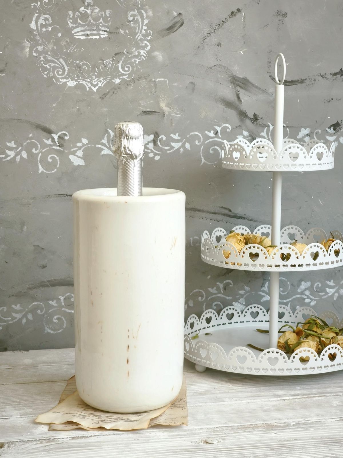 Handmade Antique Calacatta Marble Champagne Wine Cooler