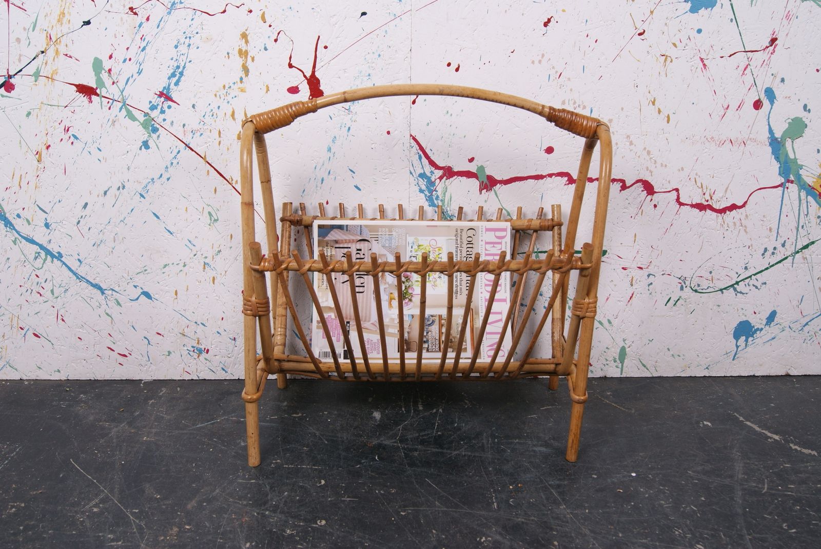 French Bamboo Magazine Rack photo for sale