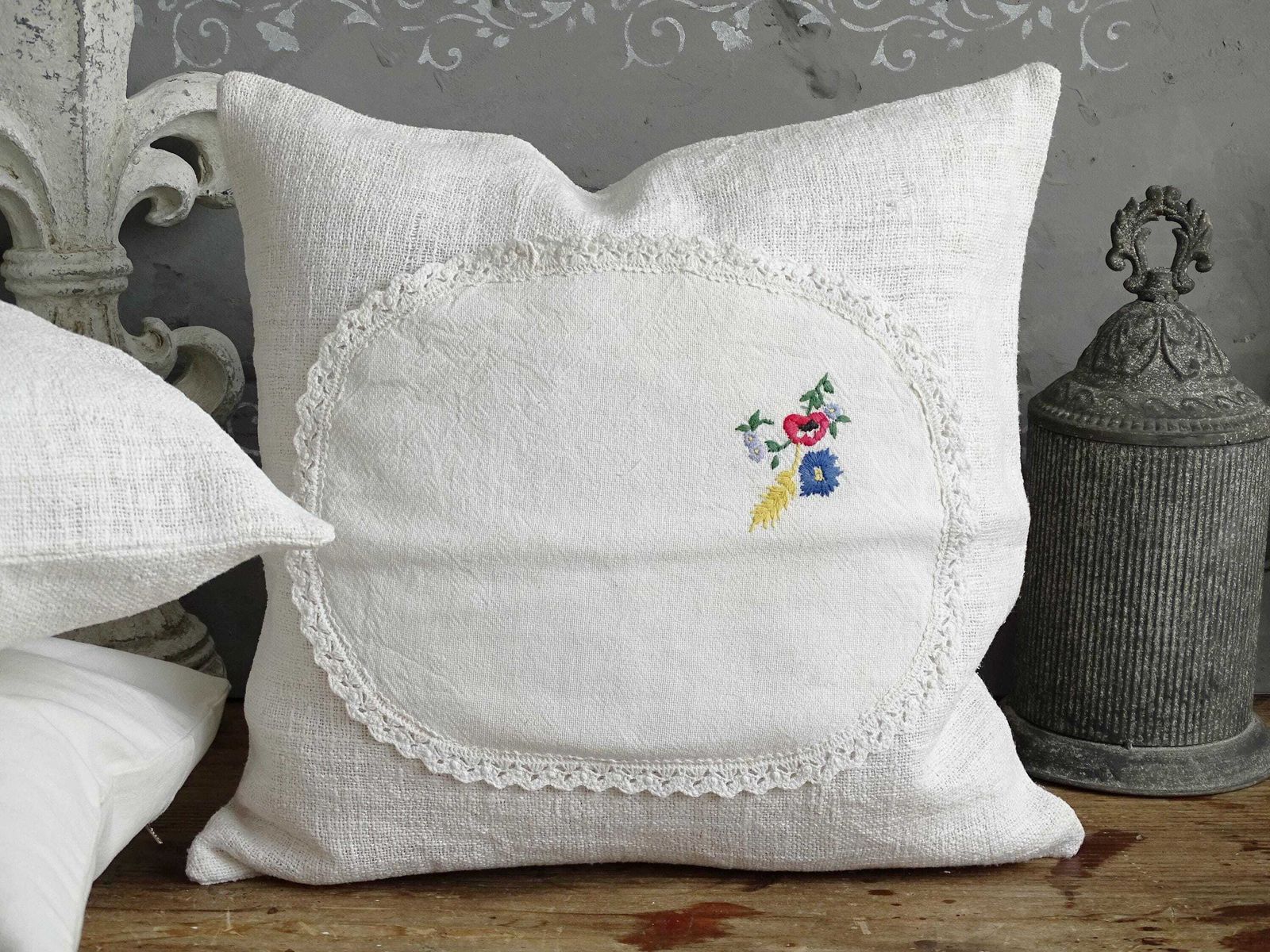 photo furniture Set Of 9 Crochet Lace Pillow Covers: Shabby Chic Throw Cushion Combo