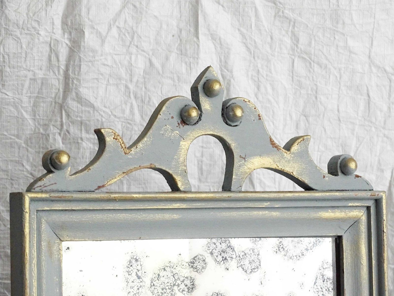 Antique French Vanity Mirror: Blue Shabby Chic Swivel Dresser Mirror photo furniture