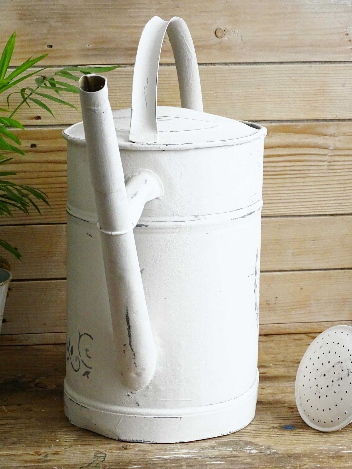 White Galvanized Watering Can: Large Rustic Farmhouse Garden Decor photo buy