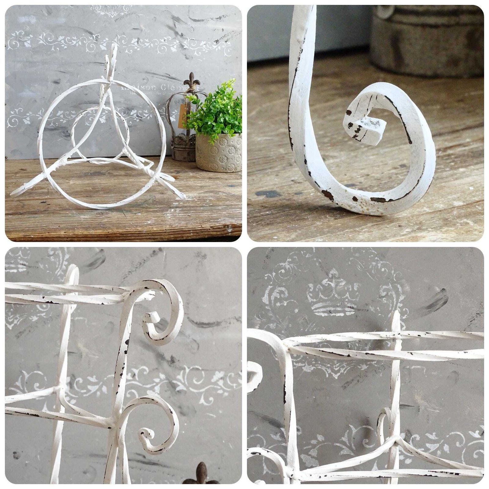 photo for sale Hand Wrought Iron Plant Stand: Shabby Chic Metal Basket Planter