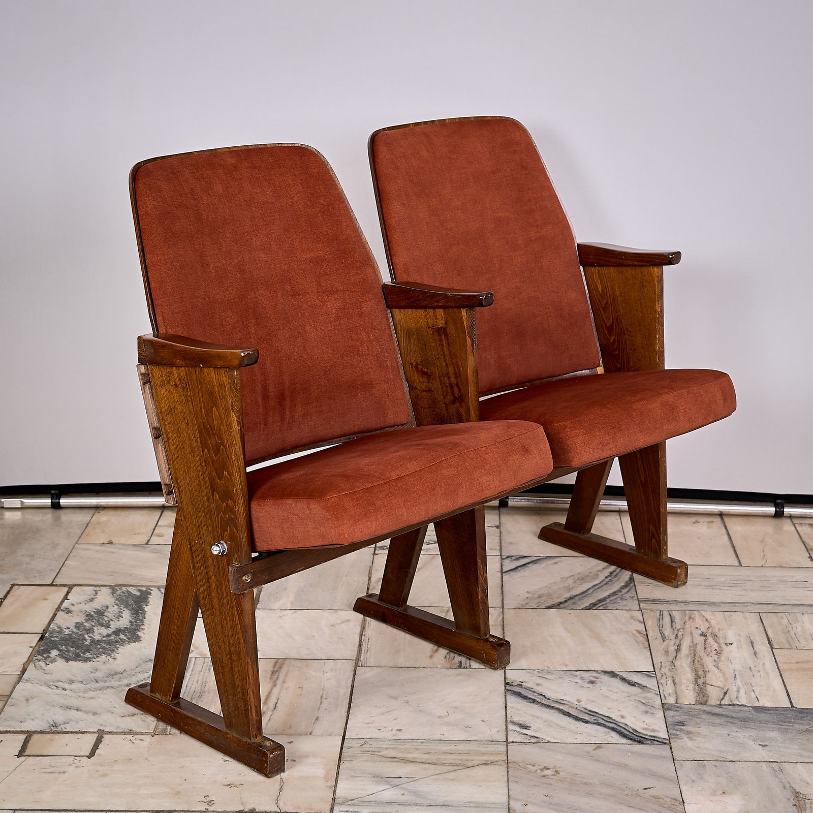 Folding 2 Seater Cinema Armchairs Czechoslovakia 1970s photo 400.0