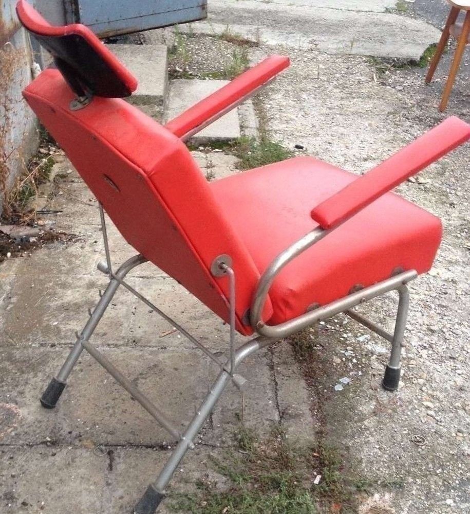 Awesome Vintage Cosmetic 60s Chair Quirky Furniture Seat Retro Bright Red Decor