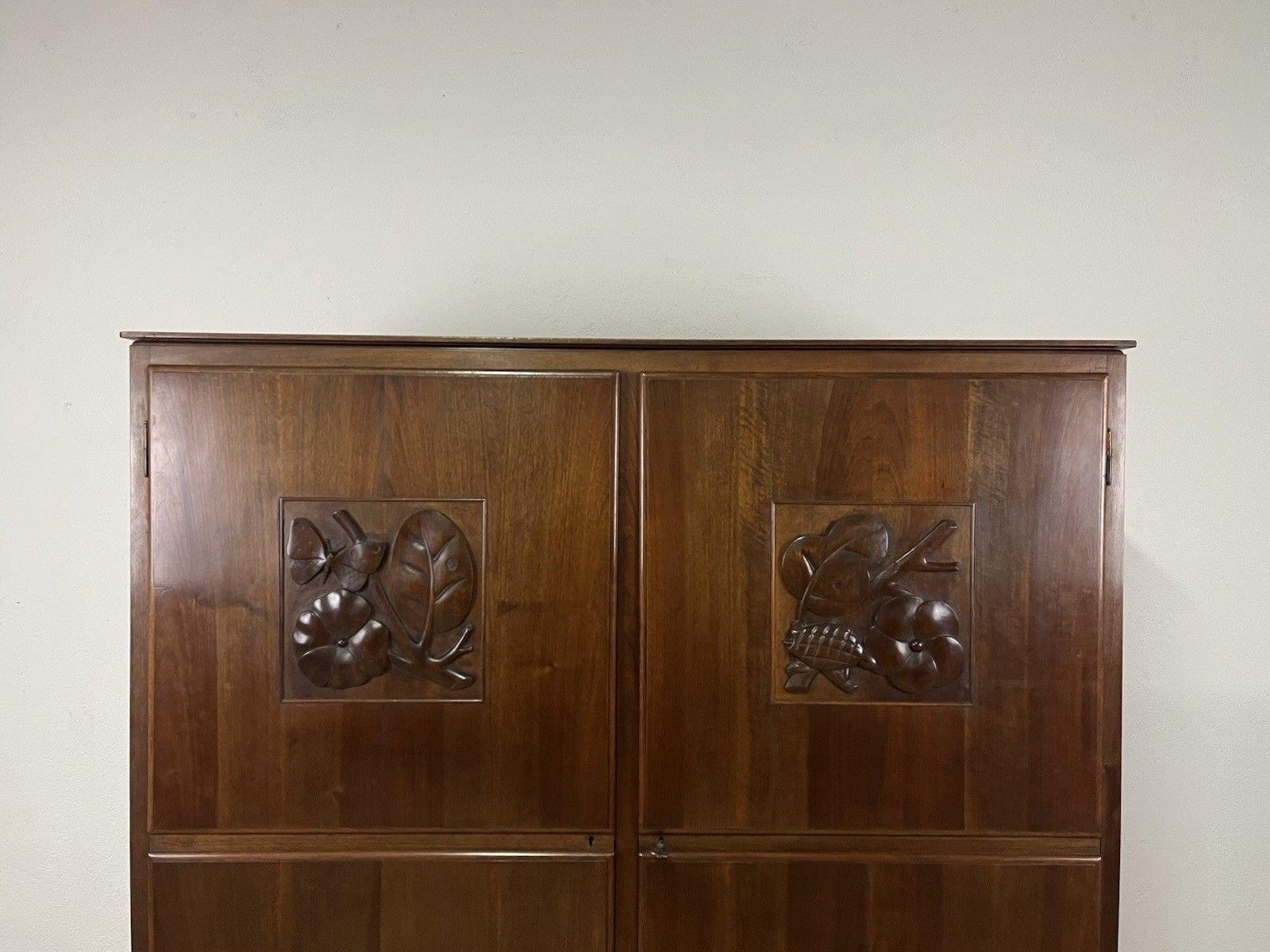 Furniture 1950s Inlaid Wood Pantry Cabinet Vintage Design photo