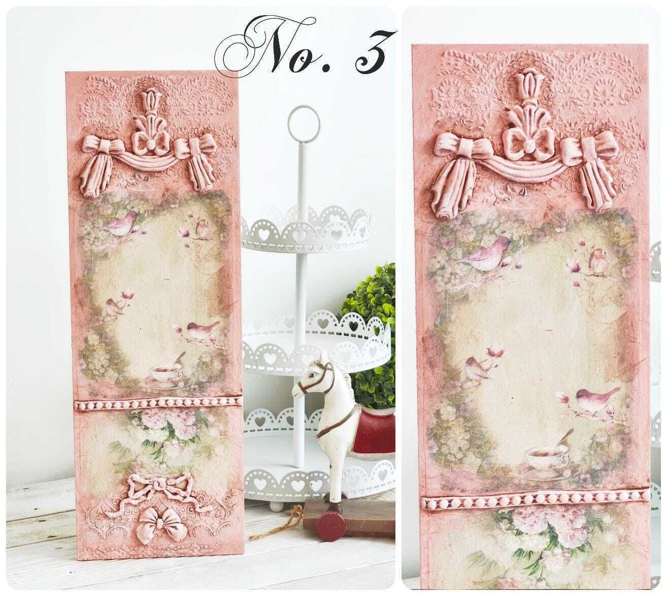 French Country Birds Wall Panel: Shabby Chic Ornate Wood Plaque photo Art